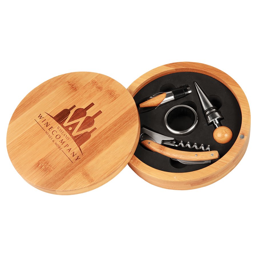 Custom Leatherette Wine Bottle Opener Set - 3, 4, or 5 Piece Set