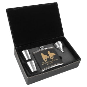 CUSTOM LEATHERETTE OR STAINLESS STEEL FLASK SETS