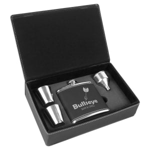 CUSTOM LEATHERETTE OR STAINLESS STEEL FLASK SETS