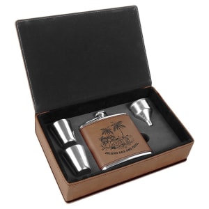 CUSTOM LEATHERETTE OR STAINLESS STEEL FLASK SETS