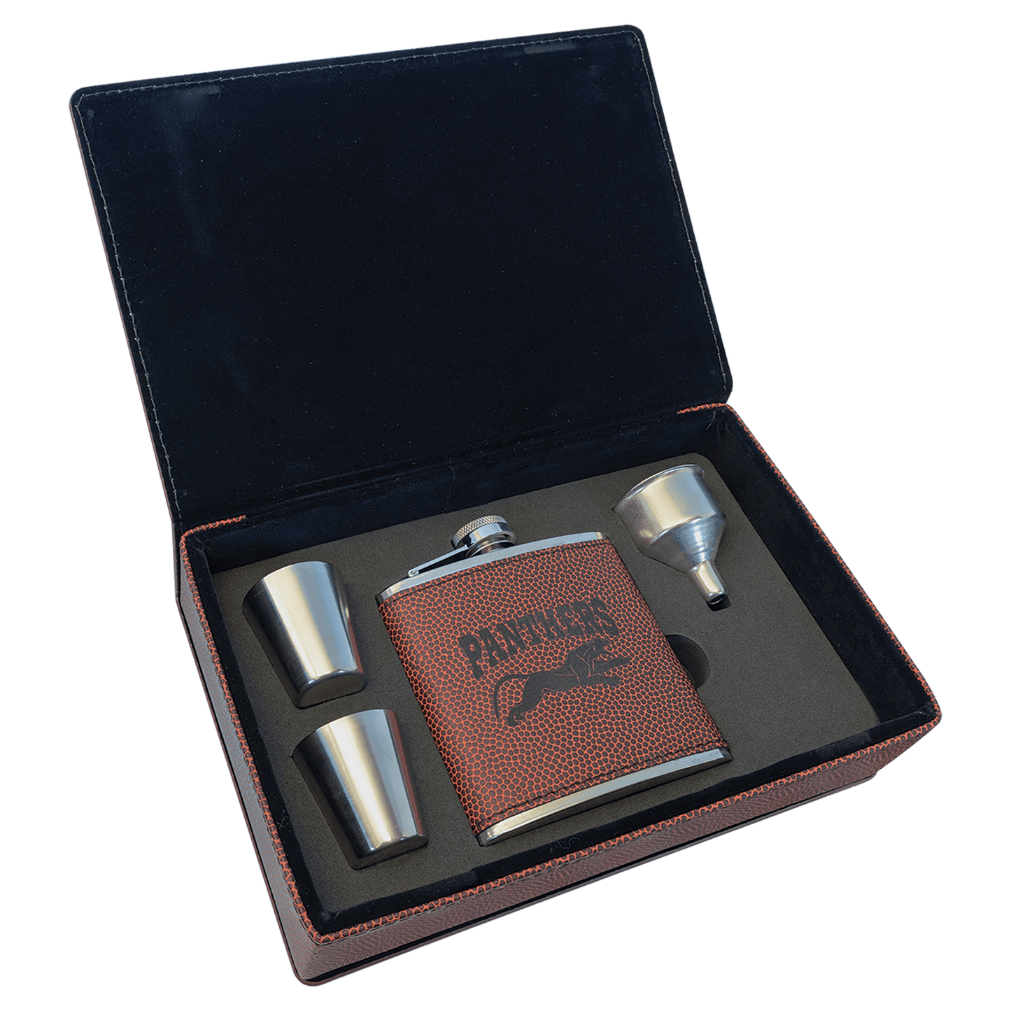 CUSTOM LEATHERETTE OR STAINLESS STEEL FLASK SETS