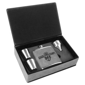 CUSTOM LEATHERETTE OR STAINLESS STEEL FLASK SETS
