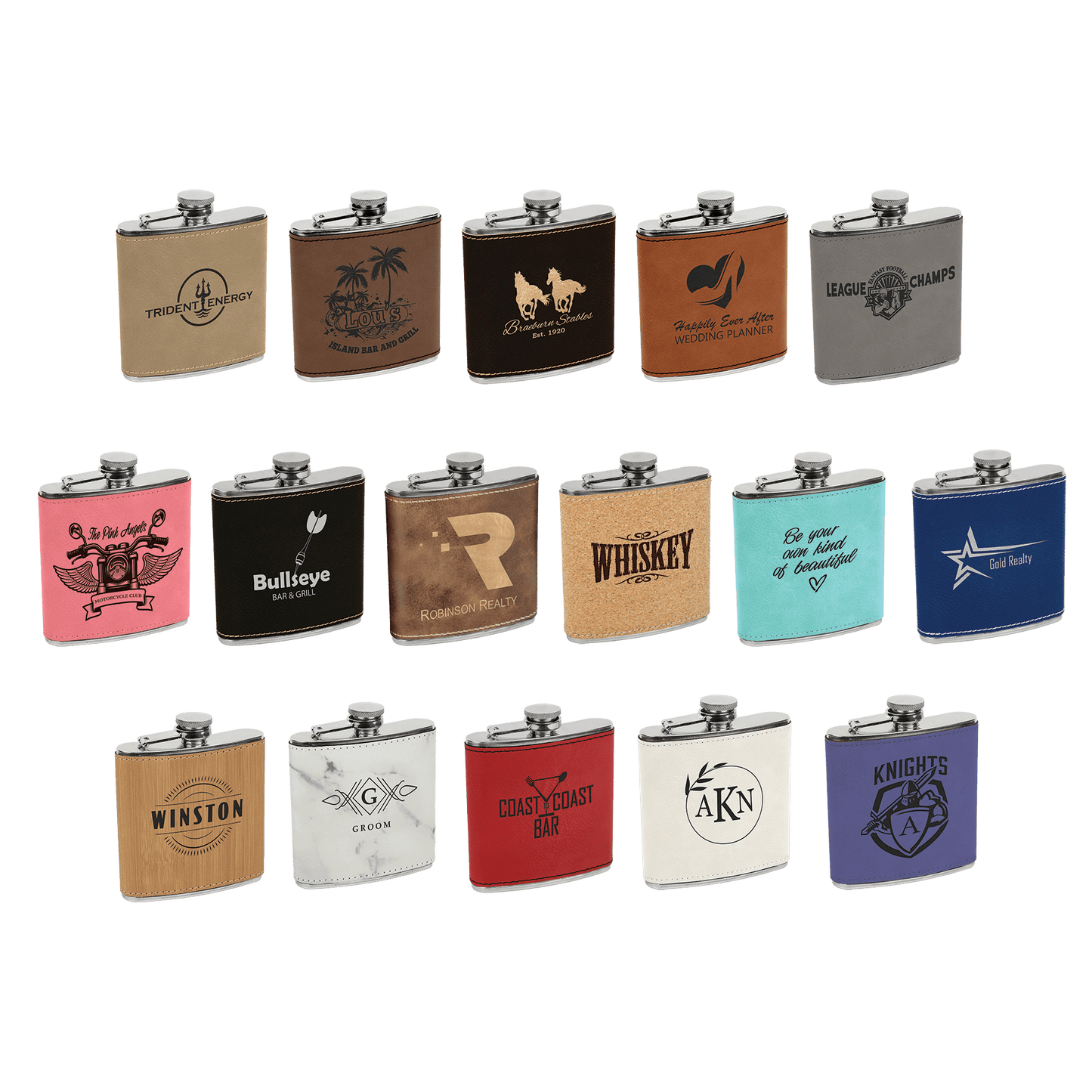 Custom Lasered Leatherette Stainless Steel Flask