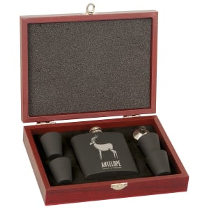CUSTOM LEATHERETTE OR STAINLESS STEEL FLASK SETS