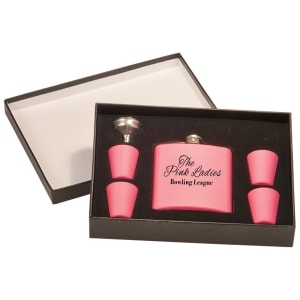 CUSTOM LEATHERETTE OR STAINLESS STEEL FLASK SETS