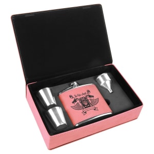 CUSTOM LEATHERETTE OR STAINLESS STEEL FLASK SETS