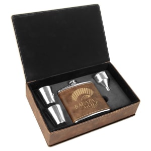 CUSTOM LEATHERETTE OR STAINLESS STEEL FLASK SETS