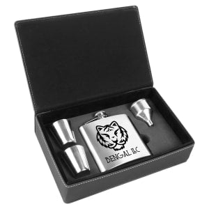 CUSTOM LEATHERETTE OR STAINLESS STEEL FLASK SETS