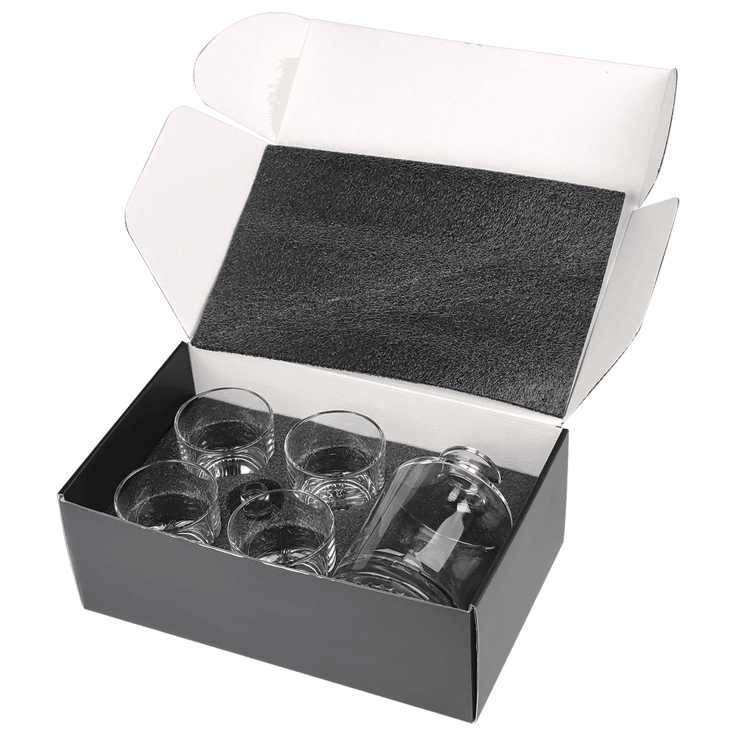 Custom Decanter Set - 850ml Golf Set with Four 9oz Rock Glasses