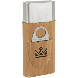 CUSTOM LEATHERETTE CIGAR CASE WITH CUTTER SET
