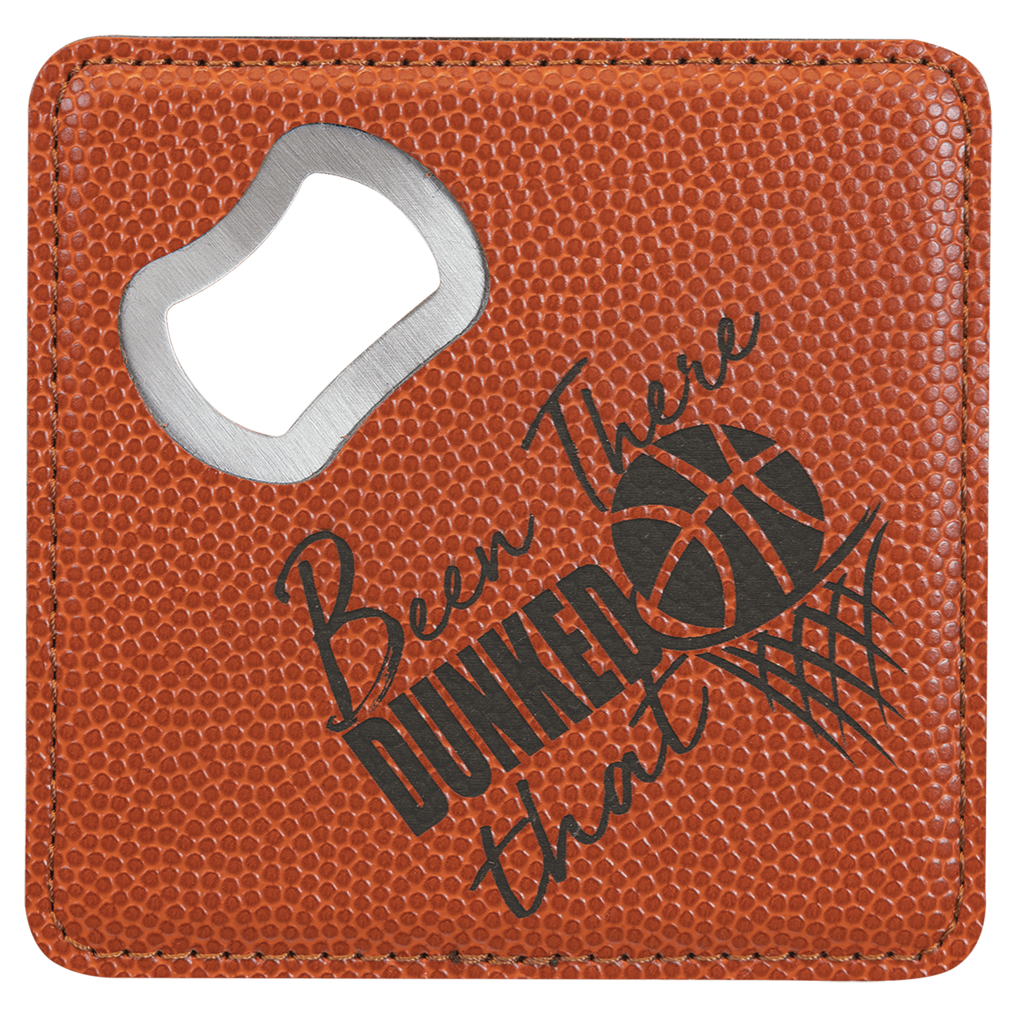 Custom 4x4 Square Lasered Leatherette Bottle Opener Coaster