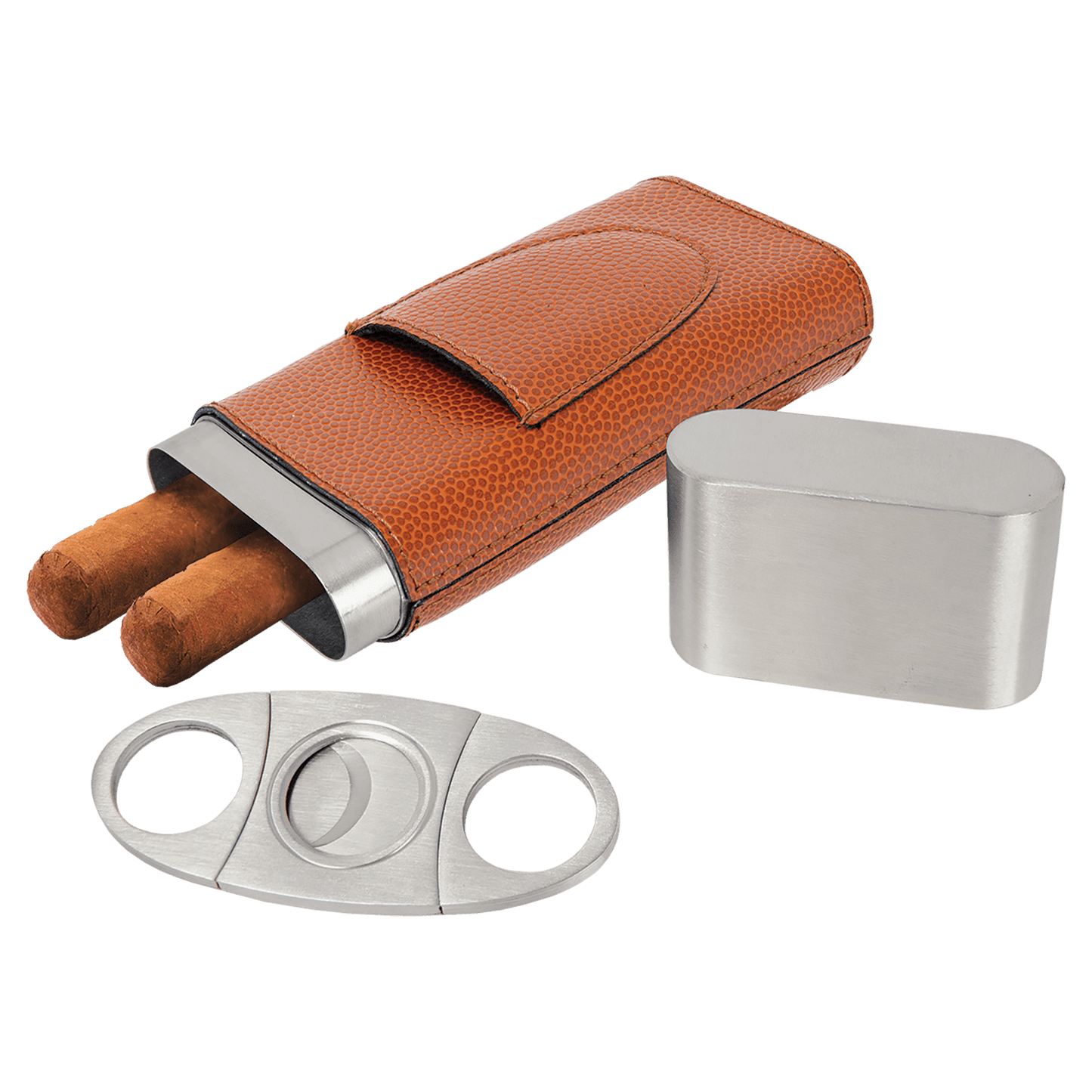 CUSTOM LEATHERETTE CIGAR CASE WITH CUTTER SET