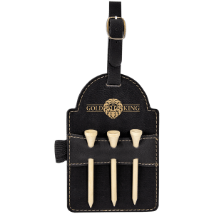 CUSTOM LEATHERETTE GOLF BAG TAGS 3 WOODEN TEES