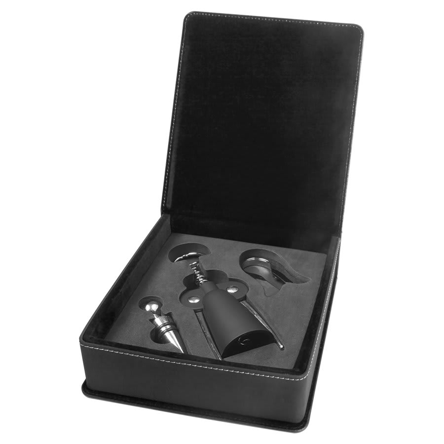Custom Leatherette Wine Bottle Opener Set - 3, 4, or 5 Piece Set
