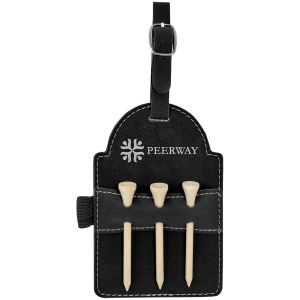 CUSTOM LEATHERETTE GOLF BAG TAGS 3 WOODEN TEES
