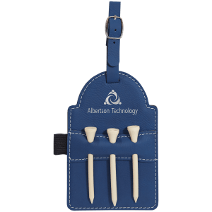 CUSTOM LEATHERETTE GOLF BAG TAGS 3 WOODEN TEES