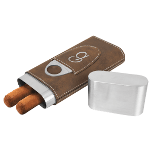 CUSTOM LEATHERETTE CIGAR CASE WITH CUTTER SET