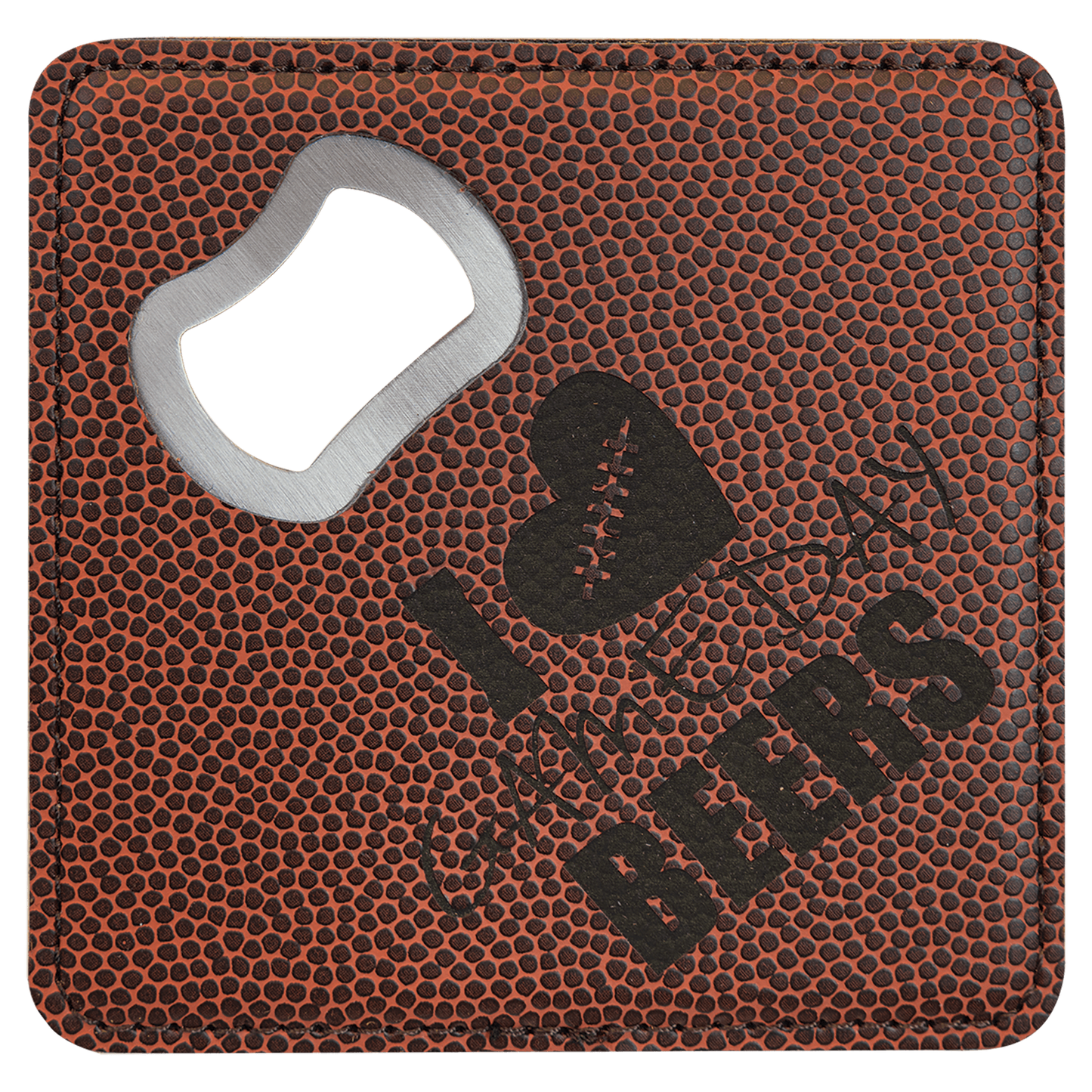 Custom 4x4 Square Lasered Leatherette Bottle Opener Coaster
