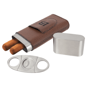 CUSTOM LEATHERETTE CIGAR CASE WITH CUTTER SET