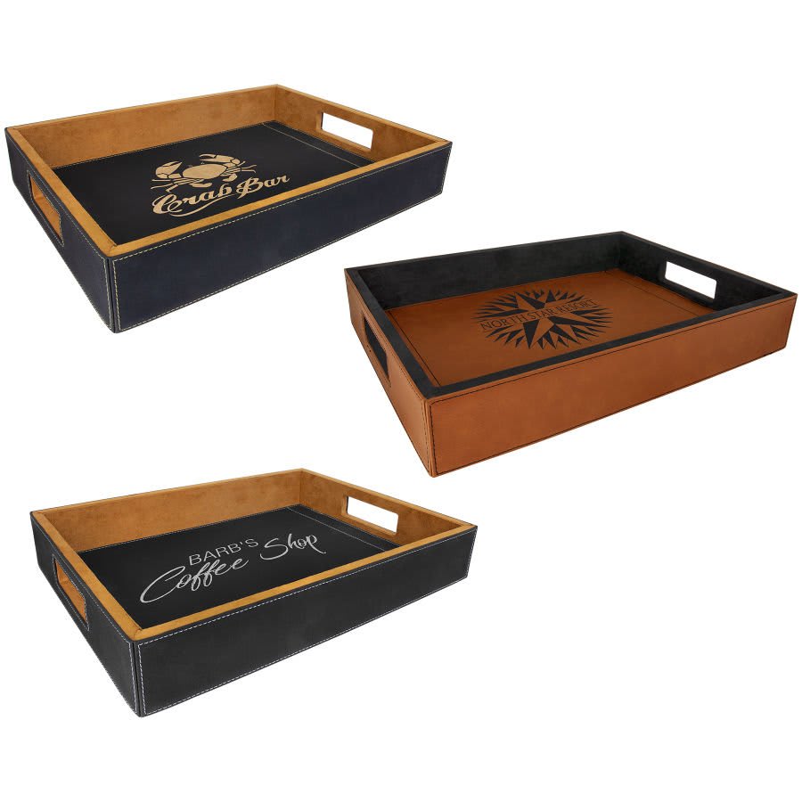 CUSTOM LASERABLE LEATHERETTE SERVING TRAY
