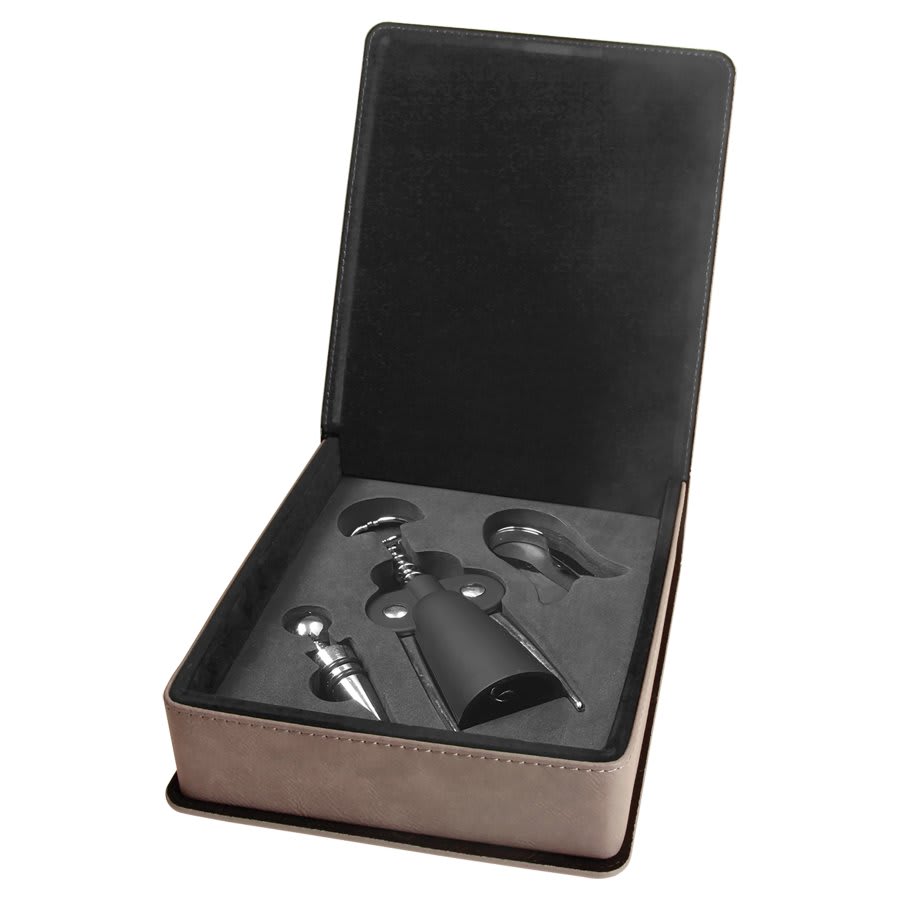 Custom Leatherette Wine Bottle Opener Set - 3, 4, or 5 Piece Set