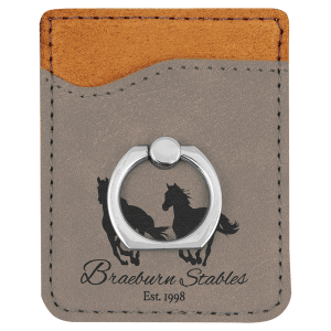 CUSTOM LEATHERETTE PHONE WALLET WITH SILVER RING