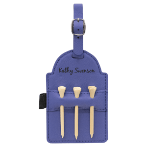 CUSTOM LEATHERETTE GOLF BAG TAGS 3 WOODEN TEES