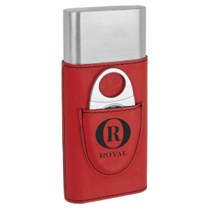 CUSTOM LEATHERETTE CIGAR CASE WITH CUTTER SET