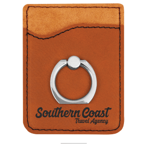 CUSTOM LEATHERETTE PHONE WALLET WITH SILVER RING