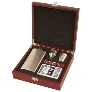 CUSTOM LEATHERETTE OR STAINLESS STEEL FLASK SETS