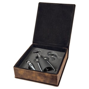 Custom Leatherette Wine Bottle Opener Set - 3, 4, or 5 Piece Set