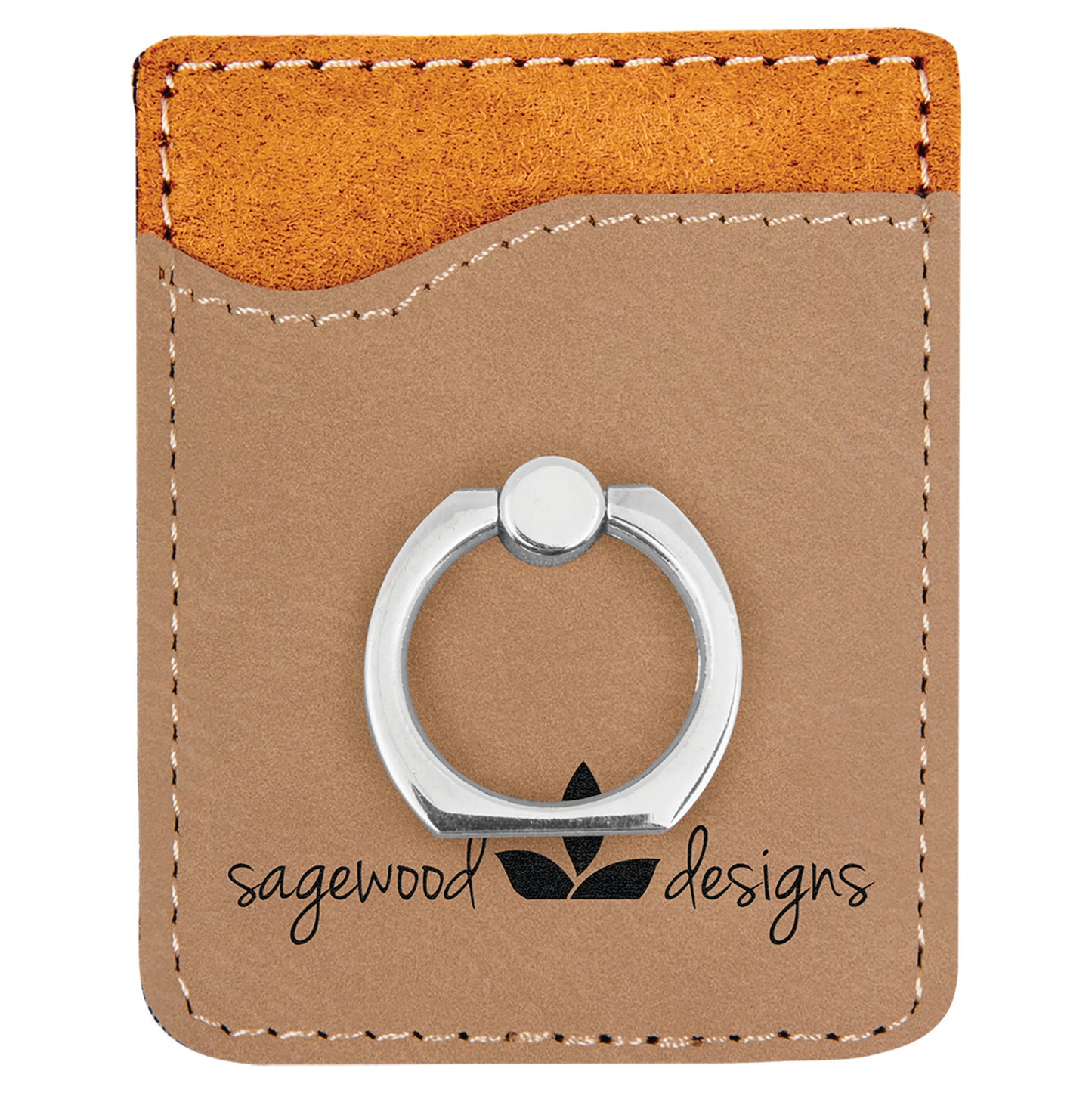 CUSTOM LEATHERETTE PHONE WALLET WITH SILVER RING