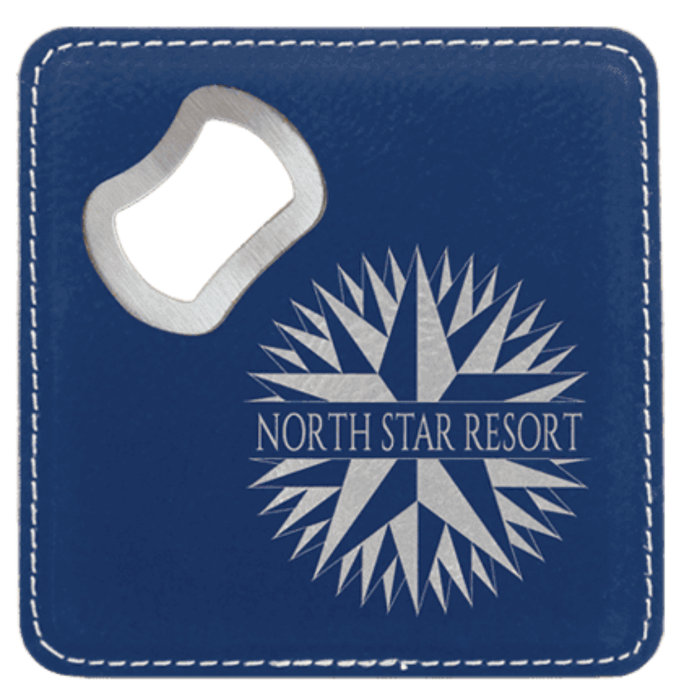 Custom 4x4 Square Lasered Leatherette Bottle Opener Coaster
