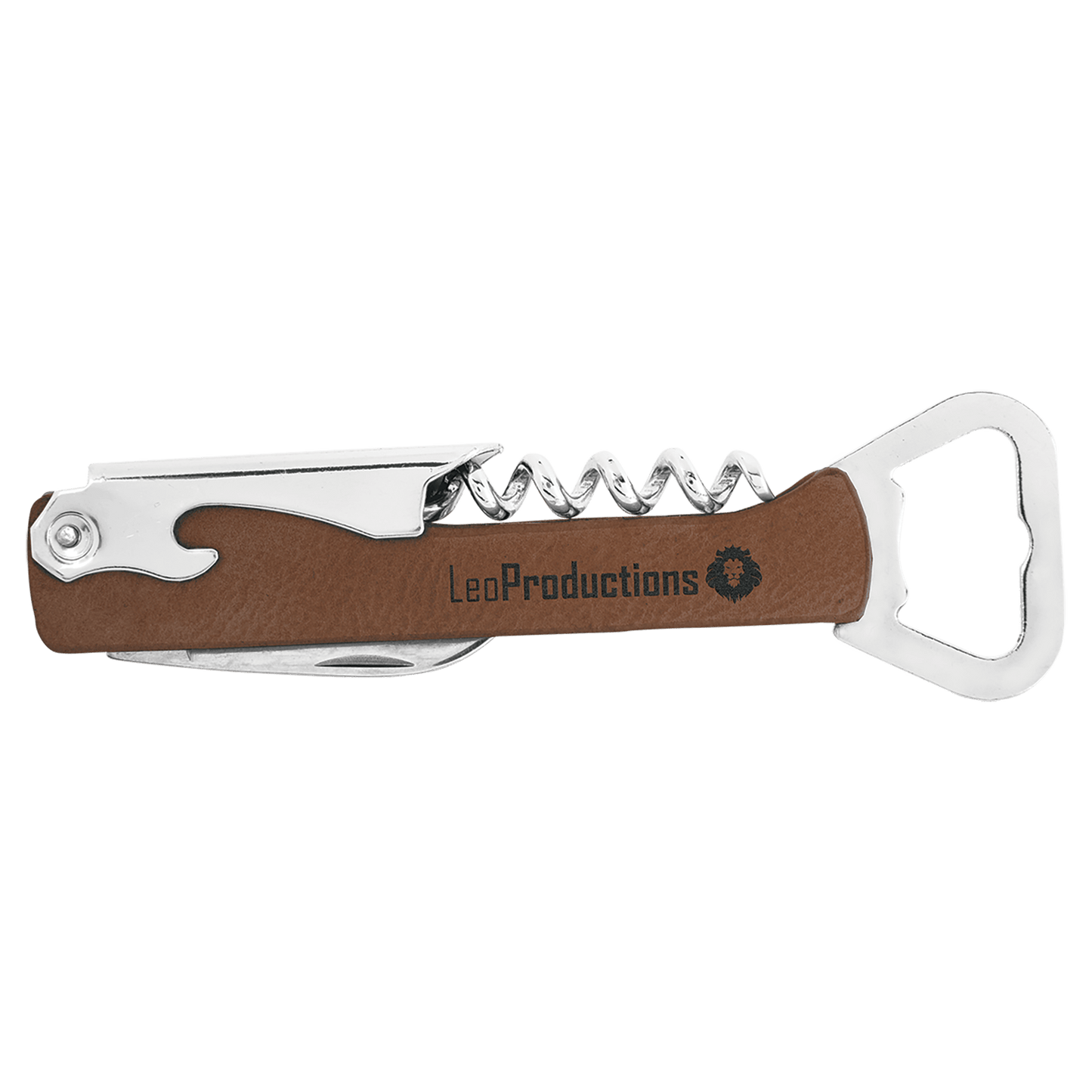 CUSTOM LEATHERETTE CORKSCREW WINE BOTTLE OPENER