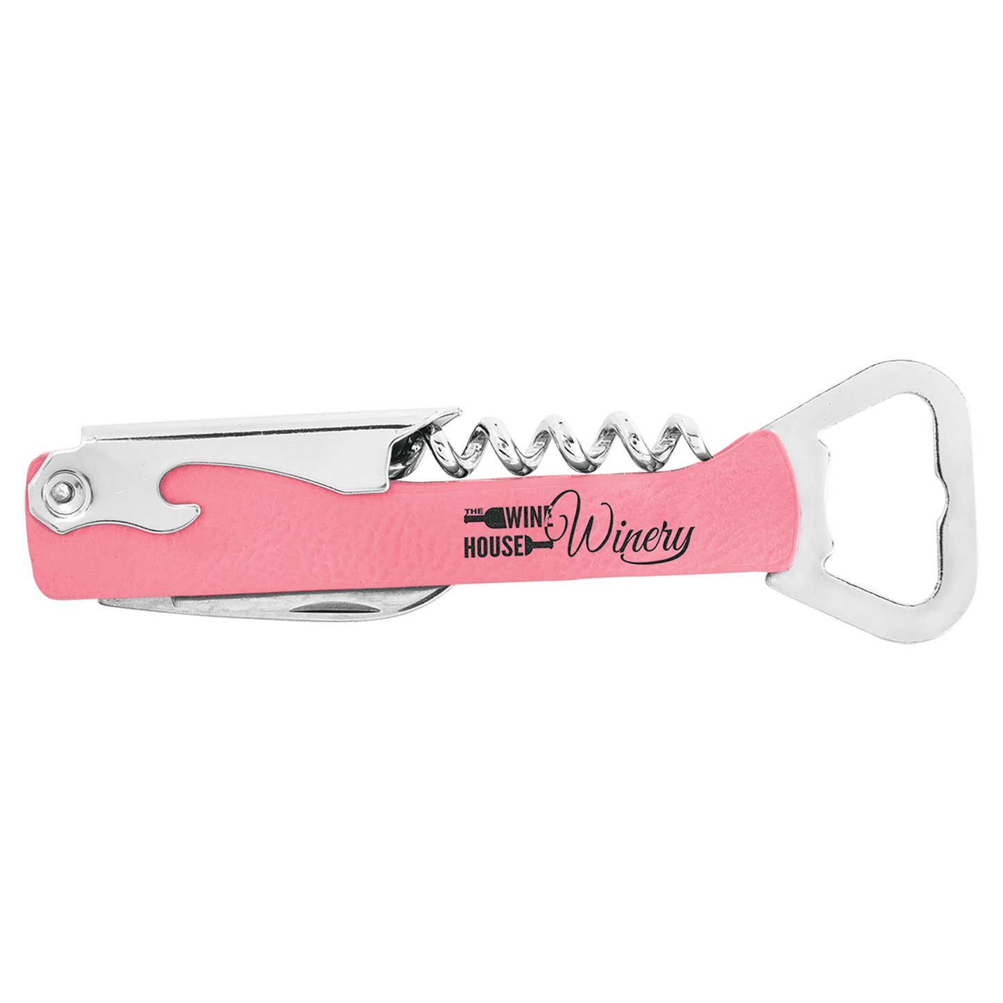 CUSTOM LEATHERETTE CORKSCREW WINE BOTTLE OPENER