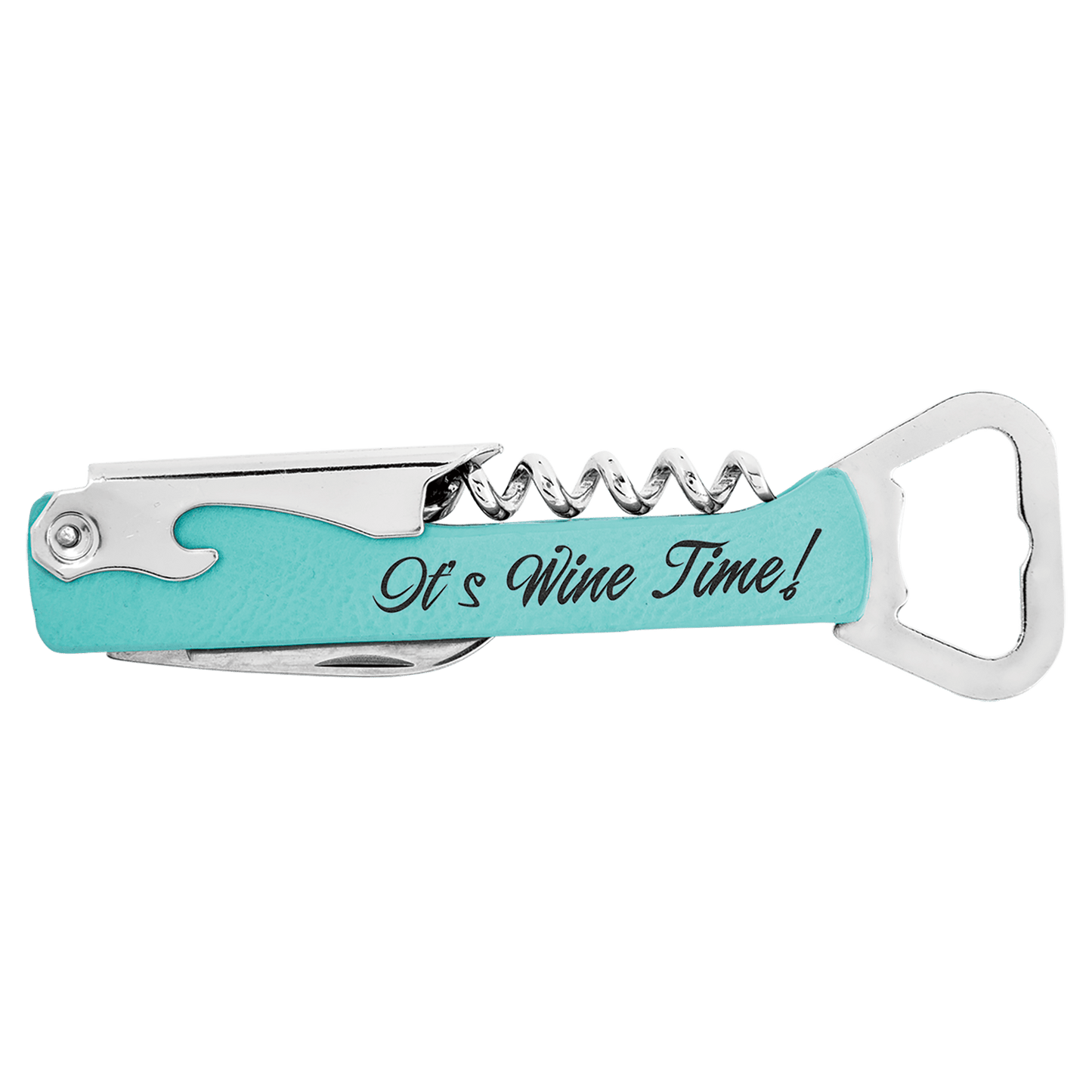 CUSTOM LEATHERETTE CORKSCREW WINE BOTTLE OPENER