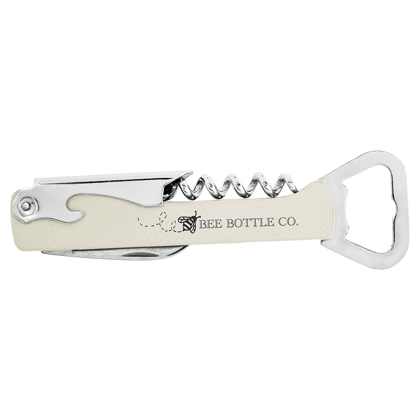 CUSTOM LEATHERETTE CORKSCREW WINE BOTTLE OPENER