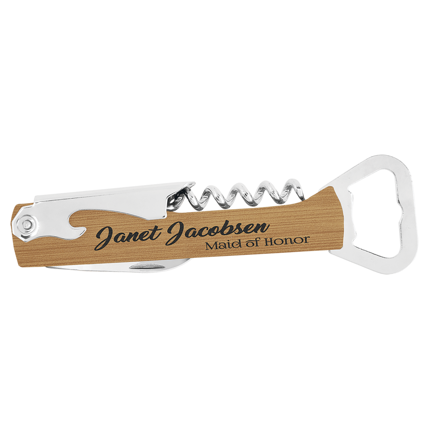 CUSTOM LEATHERETTE CORKSCREW WINE BOTTLE OPENER