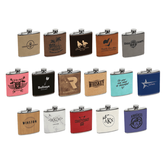 Custom Lasered Leatherette Stainless Steel Flask