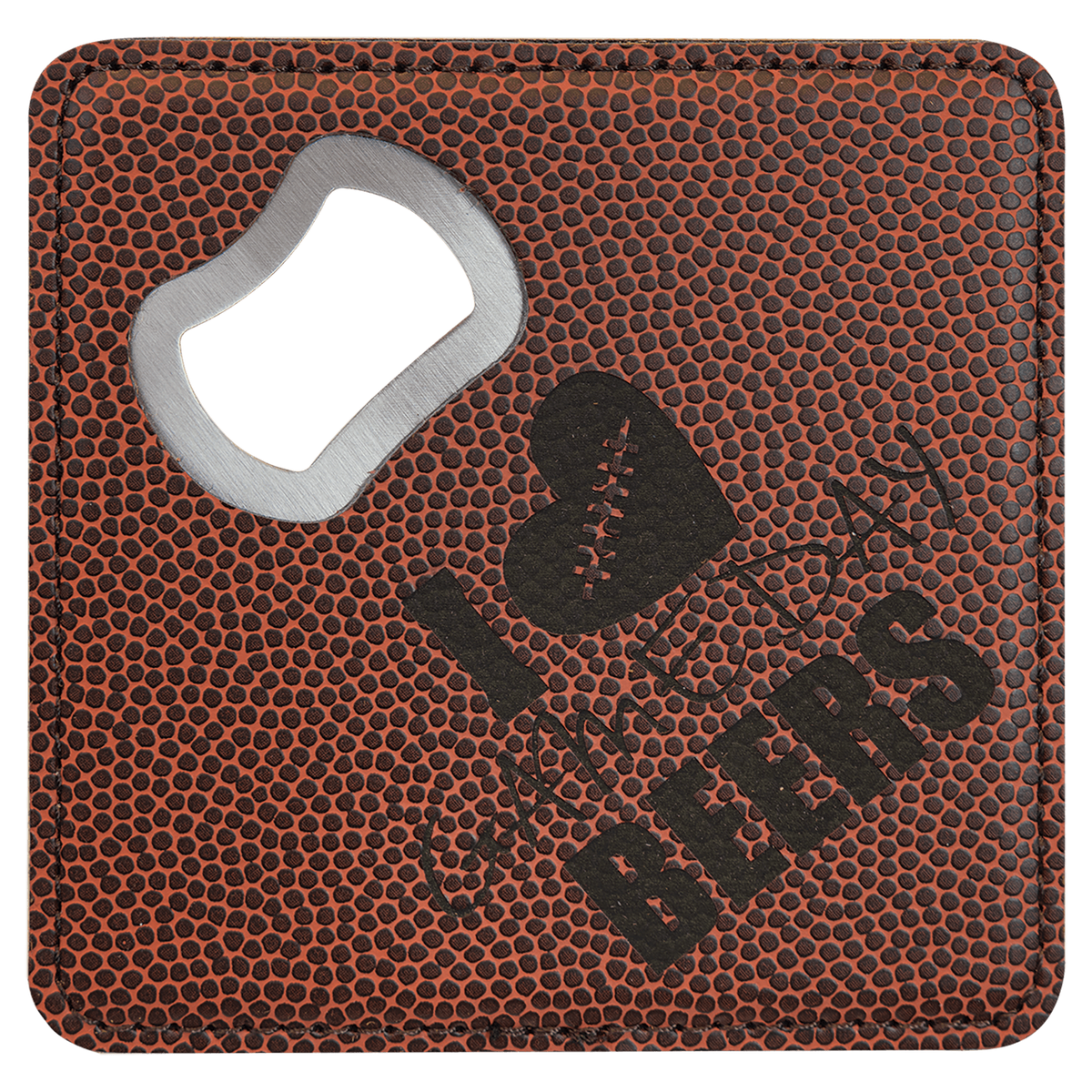 Custom 4x4 Square Lasered Leatherette Bottle Opener Coaster