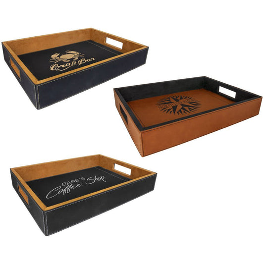 CUSTOM LASERABLE LEATHERETTE SERVING TRAY