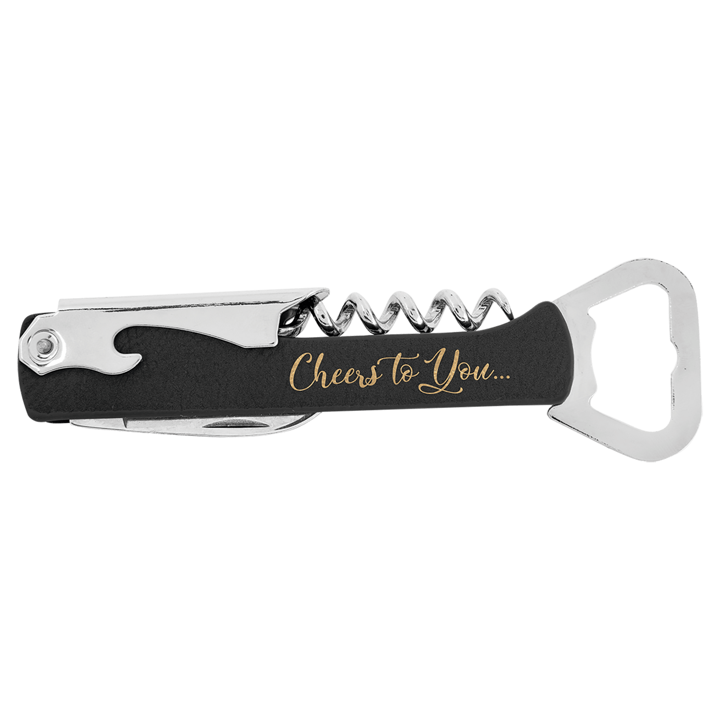 CUSTOM LEATHERETTE CORKSCREW WINE BOTTLE OPENER