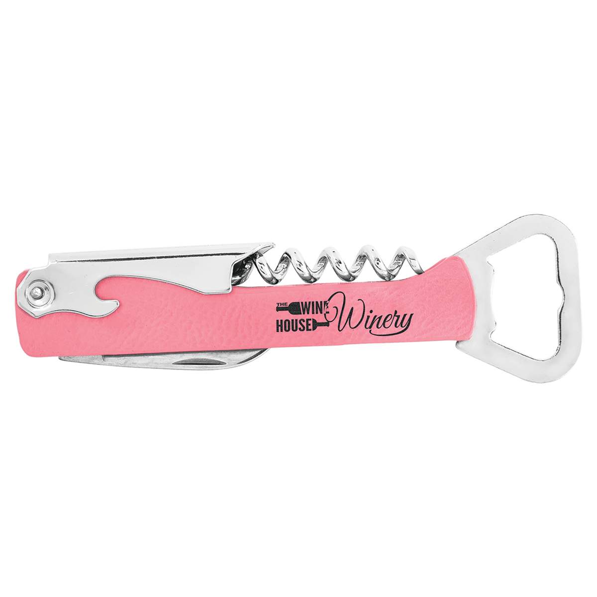 CUSTOM LEATHERETTE CORKSCREW WINE BOTTLE OPENER