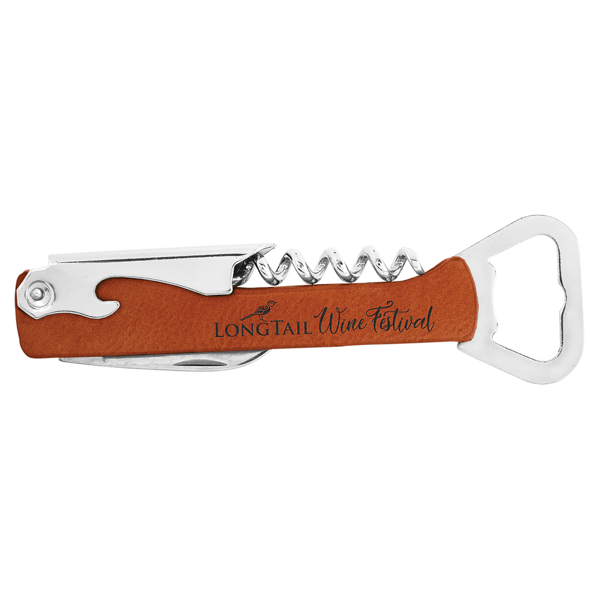 CUSTOM LEATHERETTE CORKSCREW WINE BOTTLE OPENER