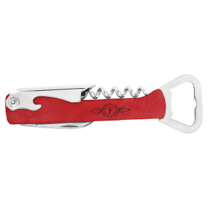 CUSTOM LEATHERETTE CORKSCREW WINE BOTTLE OPENER