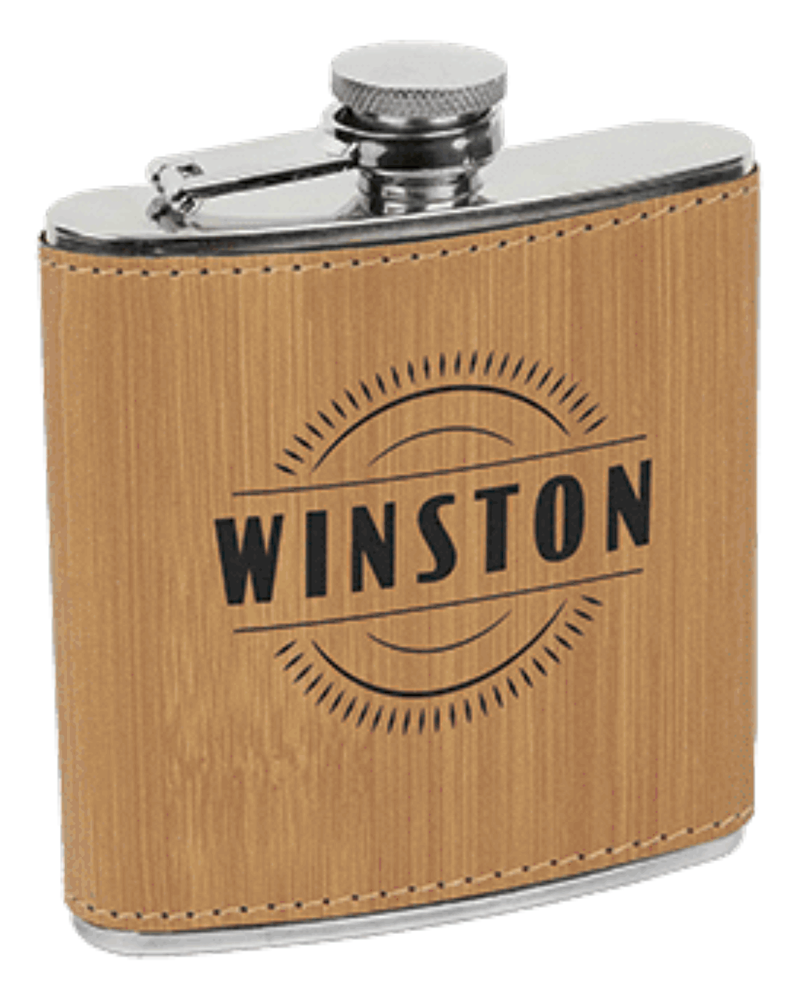 Custom Lasered Leatherette Stainless Steel Flask