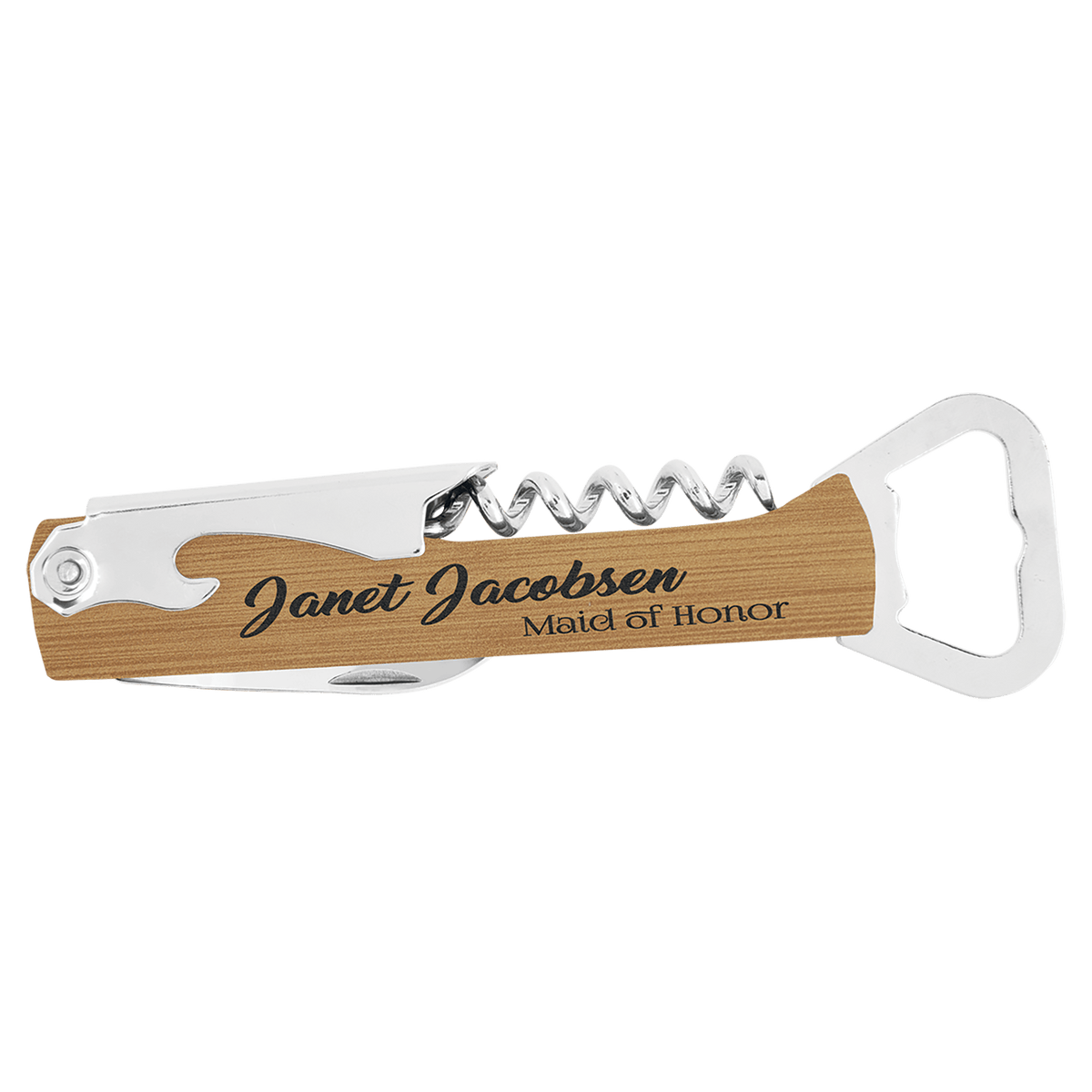 CUSTOM LEATHERETTE CORKSCREW WINE BOTTLE OPENER